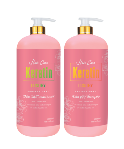 Cặp dầu gội và xả Keratin Luxury 2000ml chăm sóc tóc sạch khỏe, suôn mượt, óng ả